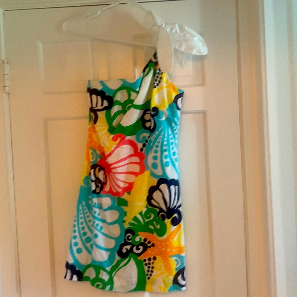 Lilly Pulitzer Minta White Chiquita Bonita 1 shoulder dress size 4